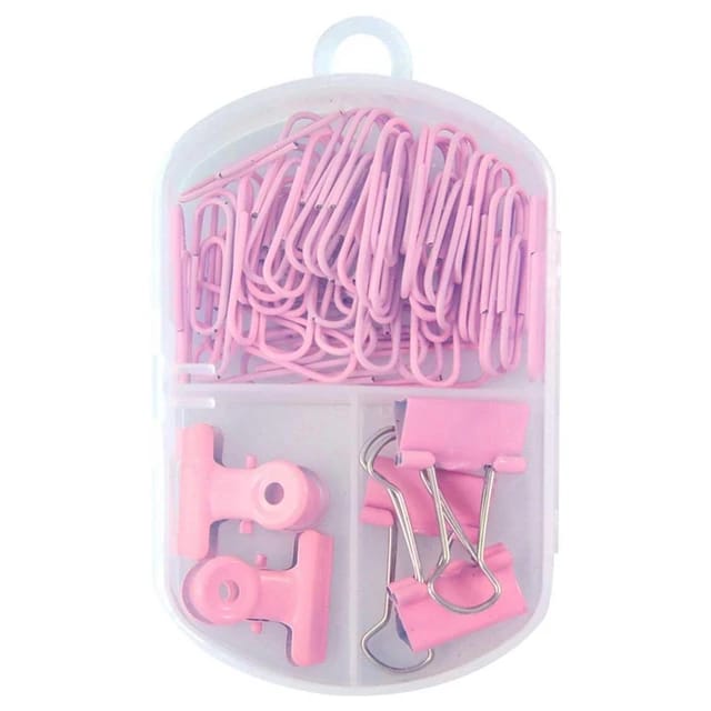 Pink Binder Clip Bookmark Set