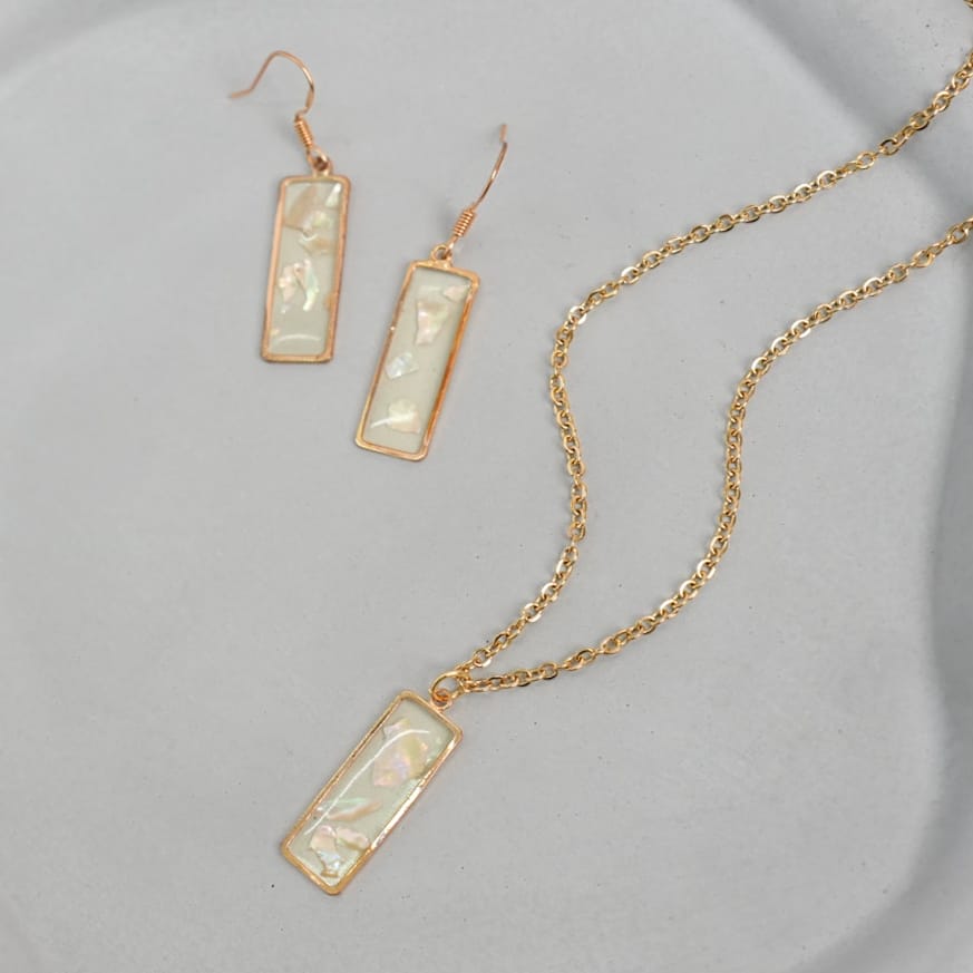 Resin Sparkle Rectangle - Jewelry Set