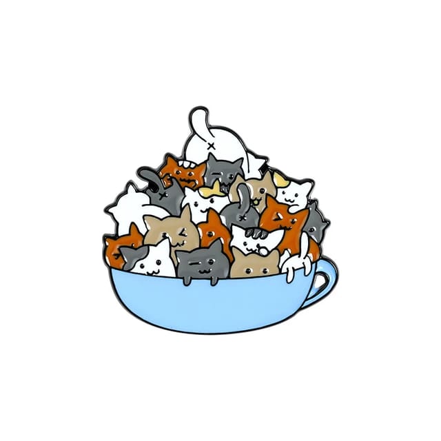 Blue Mug Full of Kittens - Enamel Pin