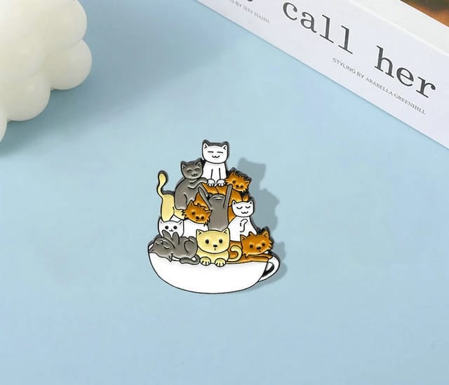 White Mug Full of Kittens - Enamel Pin