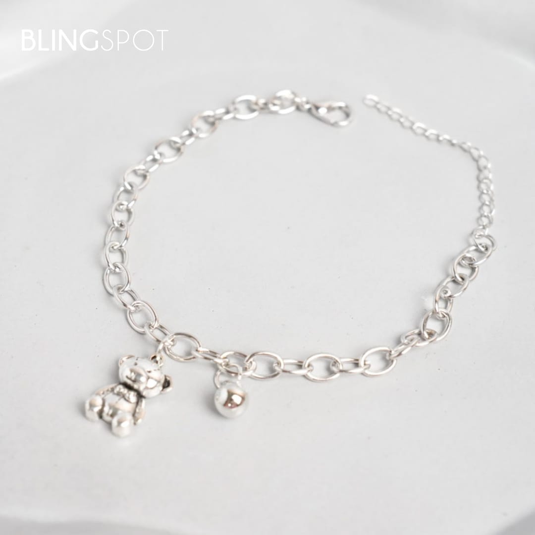 Silver Plated Bear Charm - Bracelet