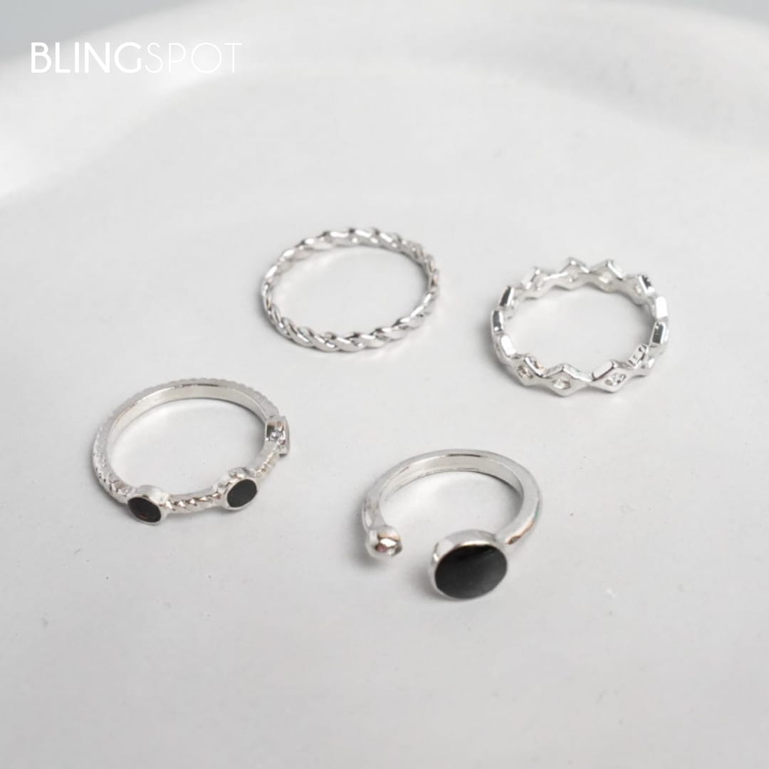 Silver Plated - Rings Set Of 4