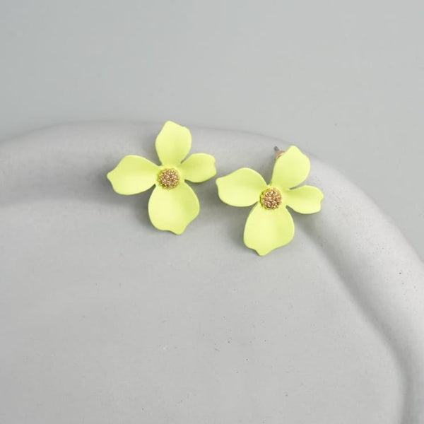 Mint Green Gold Flower Earrings