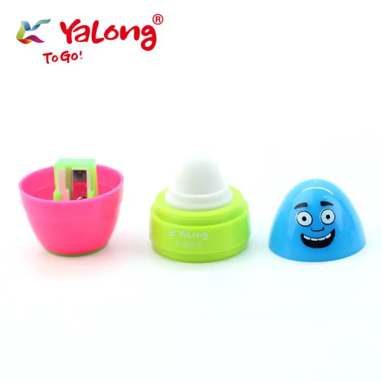 Yalong Funky Face Egg  - Sharpener &amp; Eraser ( 2 In 1 )