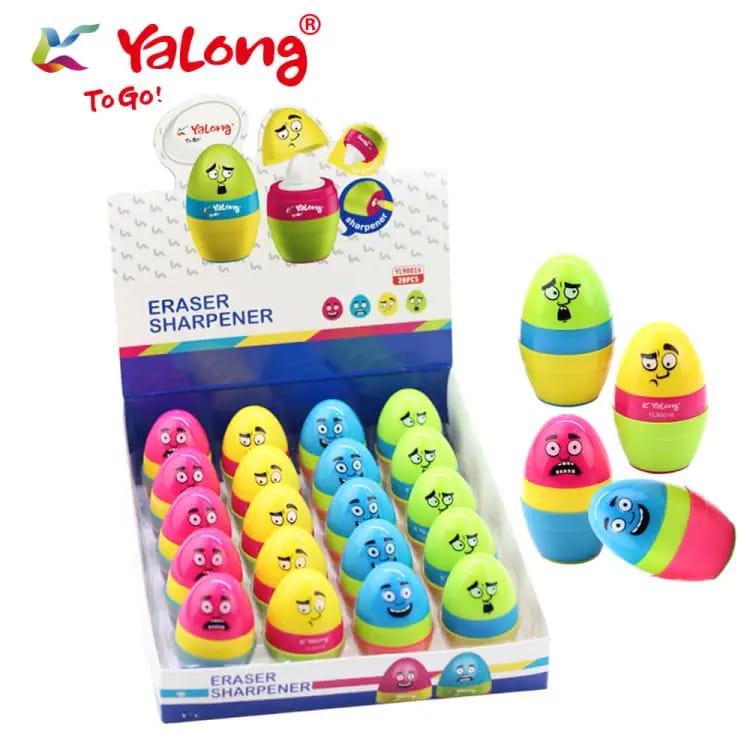 Yalong Funky Face Egg - Sharpener & Eraser ( 2 In 1 ) - The Blingspot ...