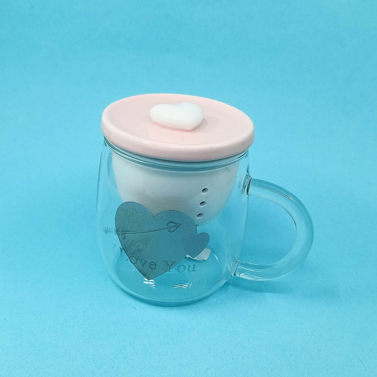 Heart Series Glass Mug With Infuser