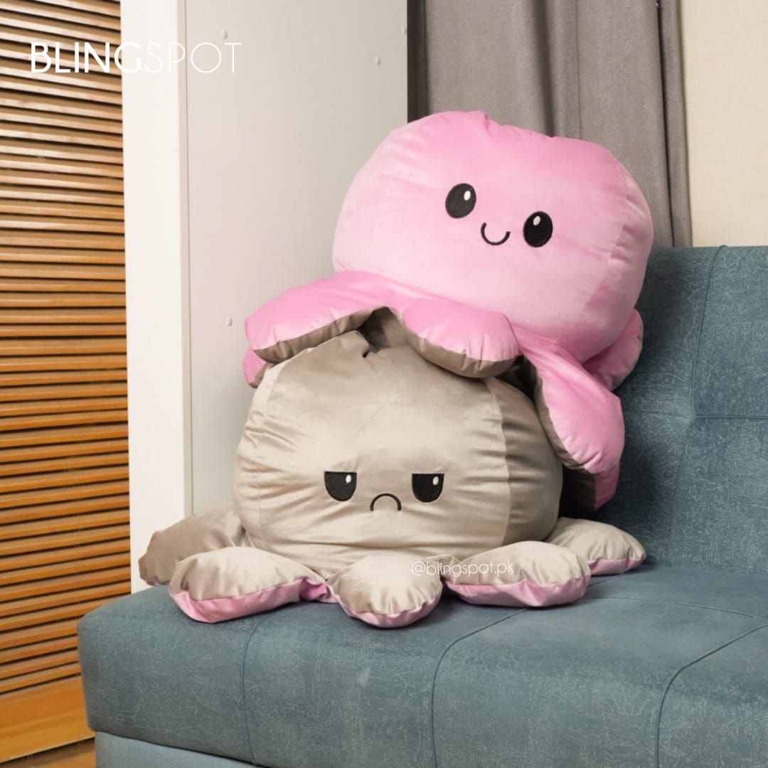 Octopus Large Pink & Grey - Plushie Soft Toy