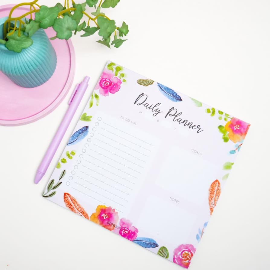 Floral Daily Planner Notepad - Style 3