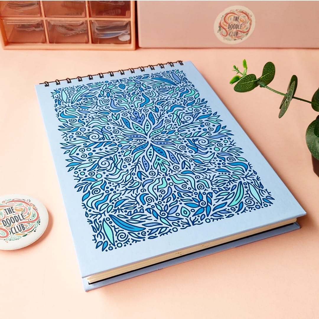 Leaves Doodle Pastel Blue - Sketchbook