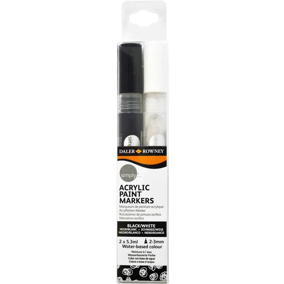 Daler Rowney - Simply Acrylic marker Black & White set of 2 pcs