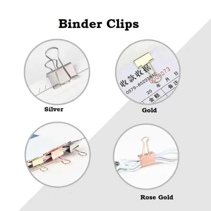 Foiled Metal Binder Clip Set Of 42