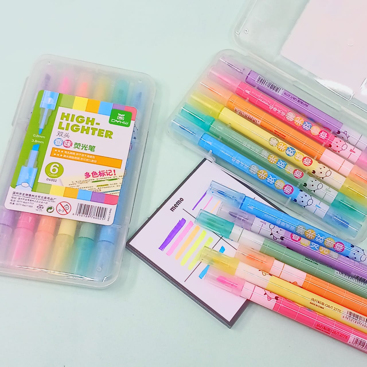 Candy Color Double - Headed  ( 2in 1 ) -  Highlighters Set Of 6