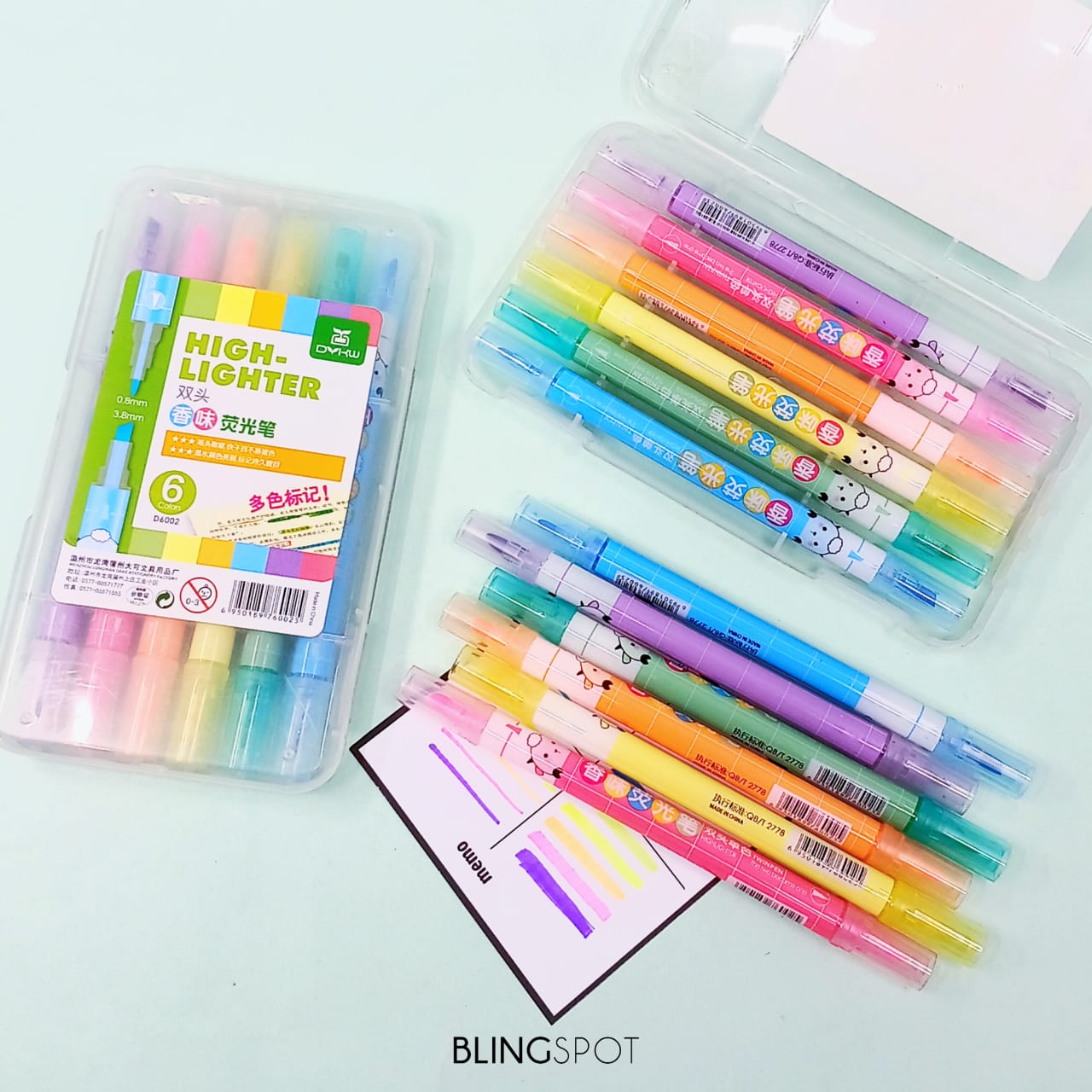 Candy Color Double - Headed  ( 2in 1 ) -  Highlighters Set Of 6