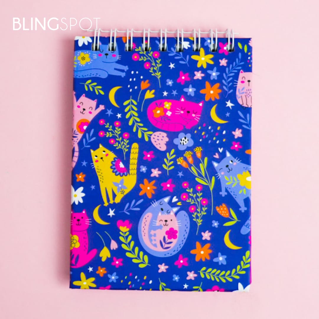 Floral Cat  - Spiral Notepad