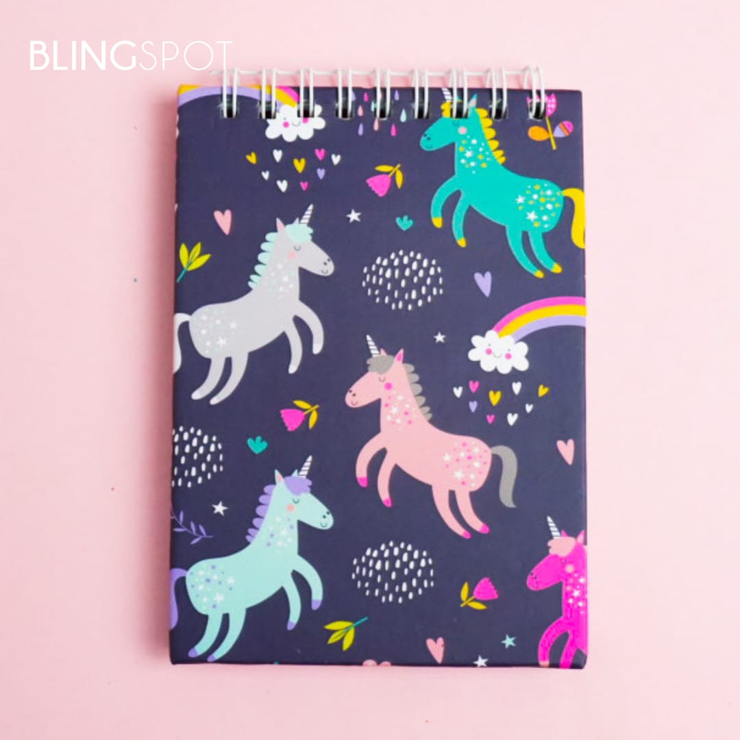 Rainbow Unicorn - Spiral Notepad - The Blingspot Studio