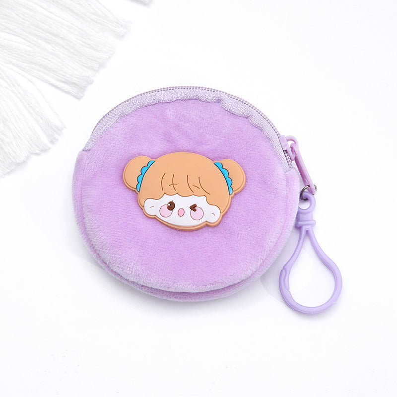 Cute Girl Doll Face Mini Plush Pouch - Style 1