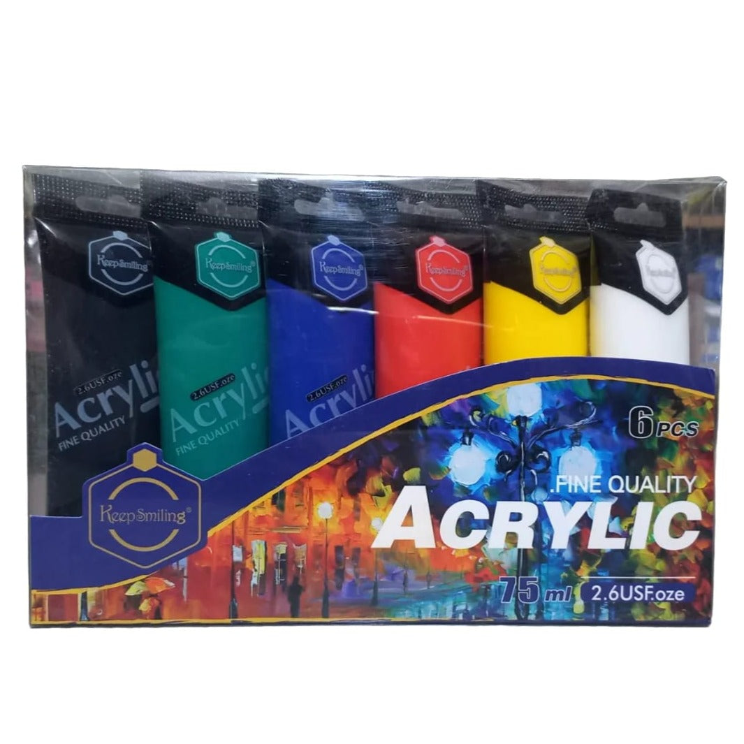 Keep Smiling Acrylic Paint  Set Of 6 30ml / 75ml