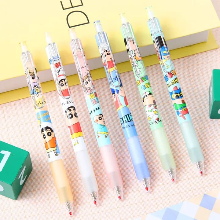 Flashing Crayon Boy - Press Gel Pen Set Of 6