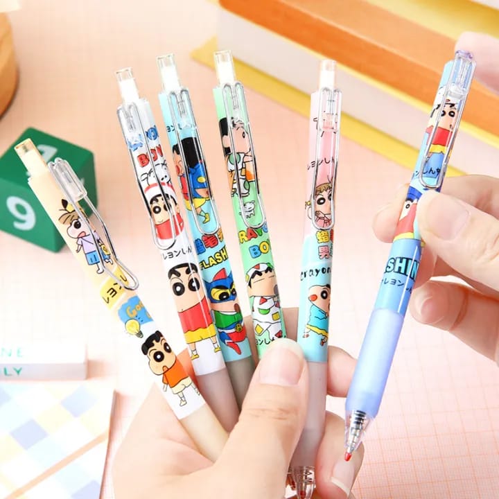 Flashing Crayon Boy - Press Gel Pen Set Of 6