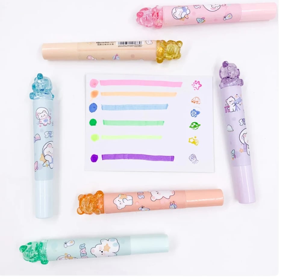 Star Bear Stamp & Highlighter Set Of 6 ( 2 in 1 )