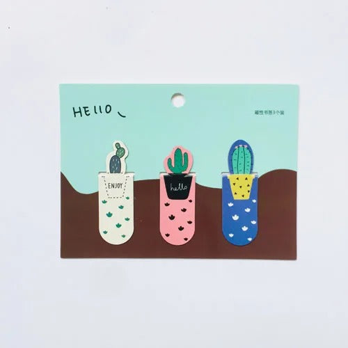 Hello Cactus Magnetic - Bookmark Set Of 3