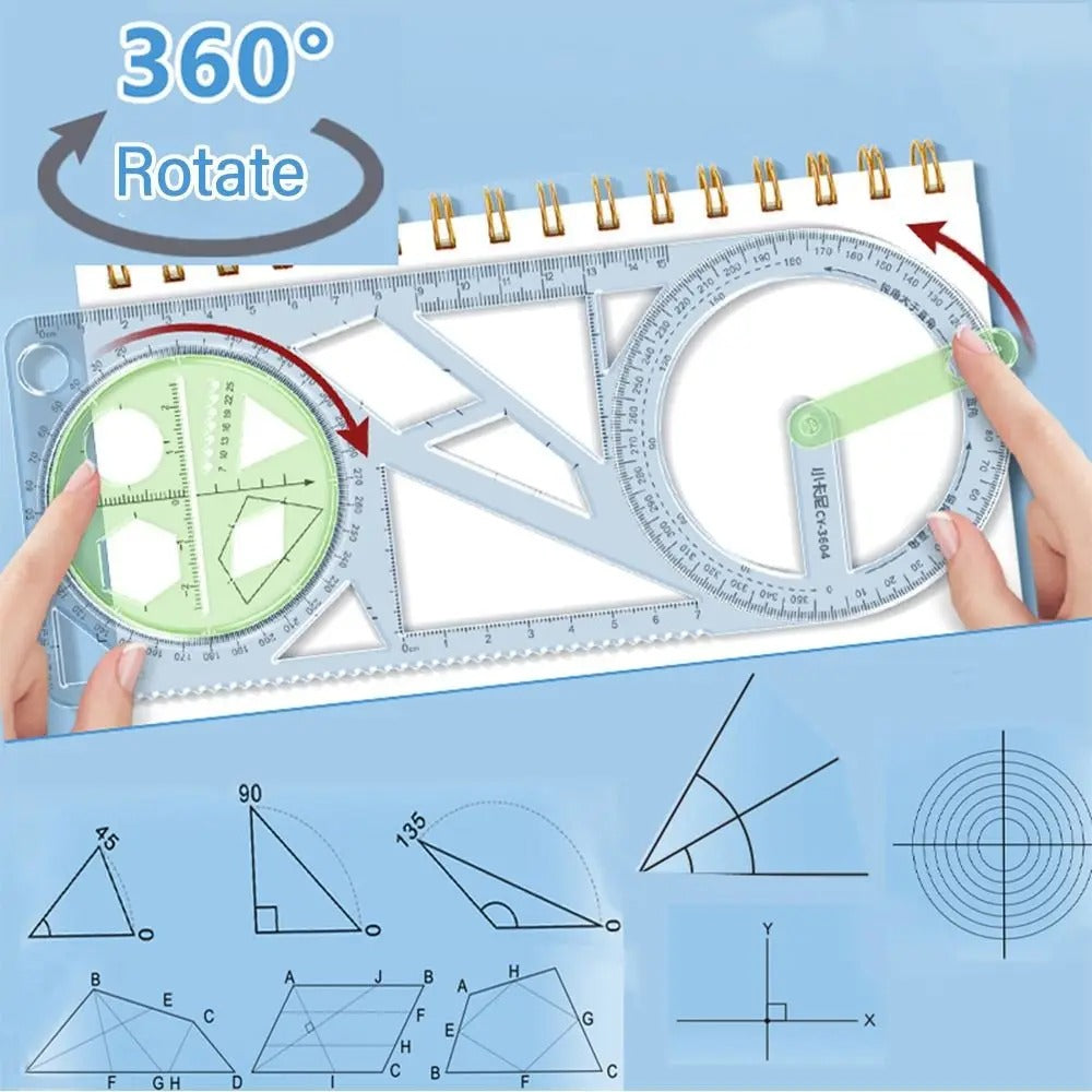 Multifunction Rotary Geometric Drawing Ruler ( 360' )