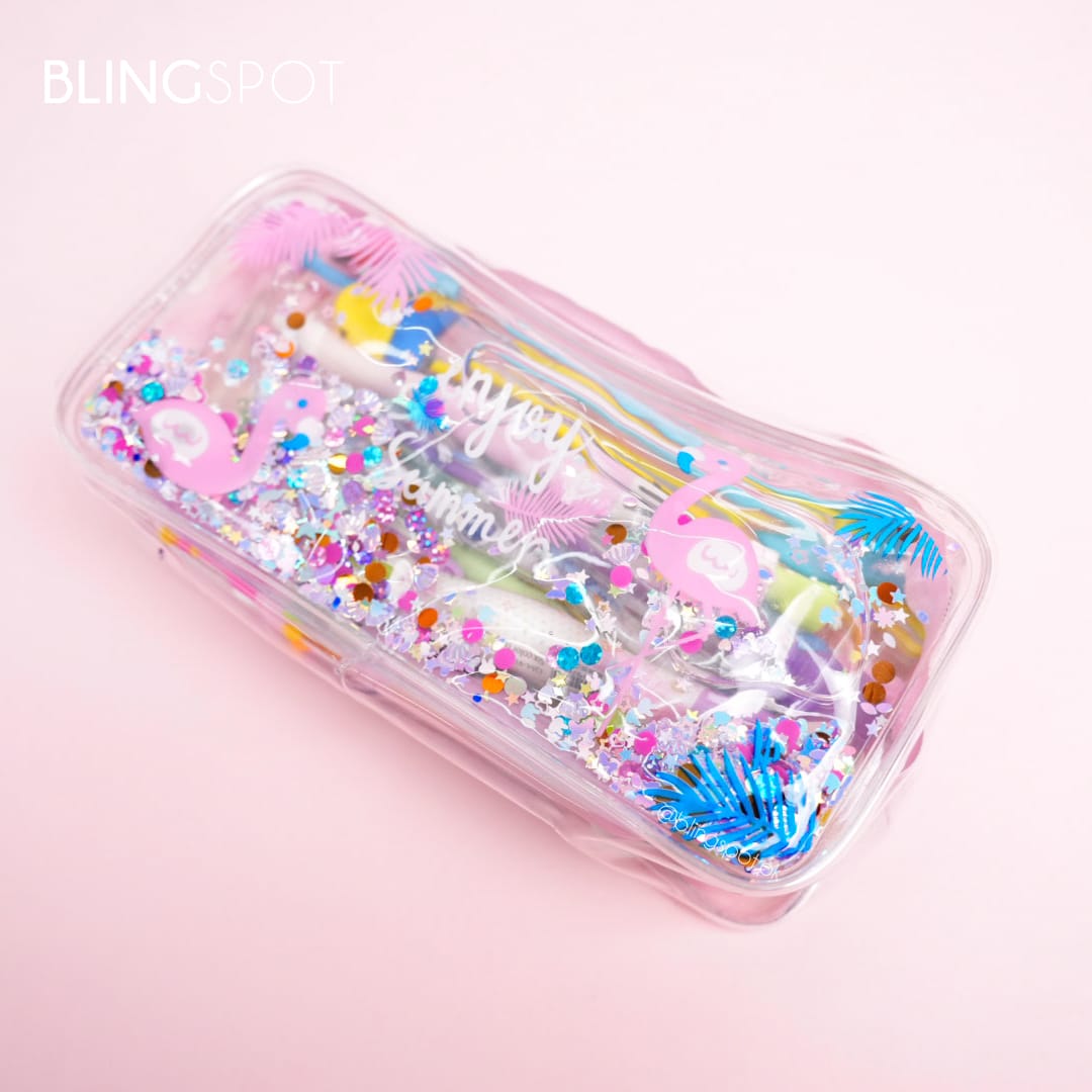 Flamingo Enjoy Summer Glitter Water -  Pouch