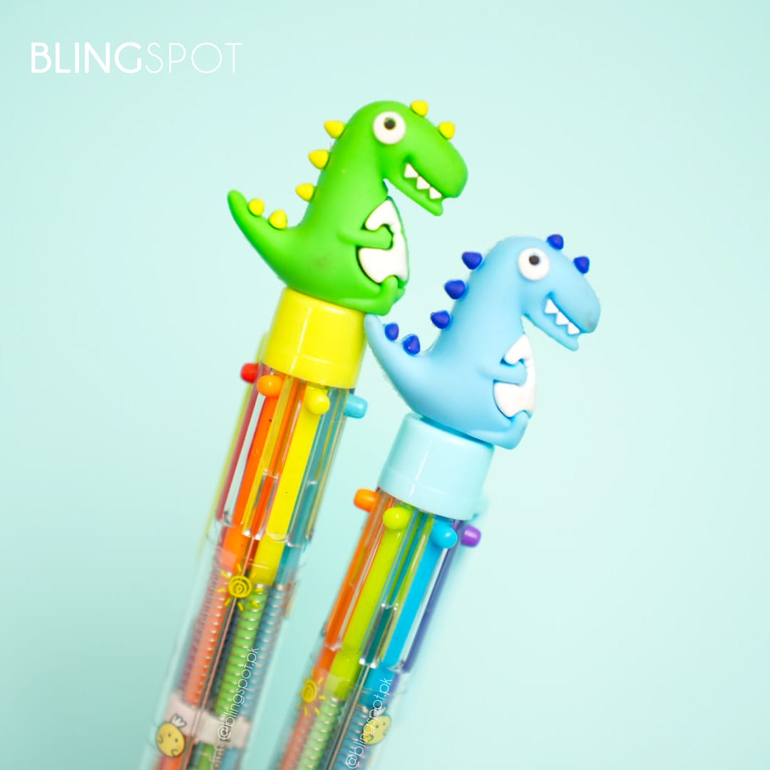 Multicolored Cute Dino - Ballpoint Pen 6 in 1