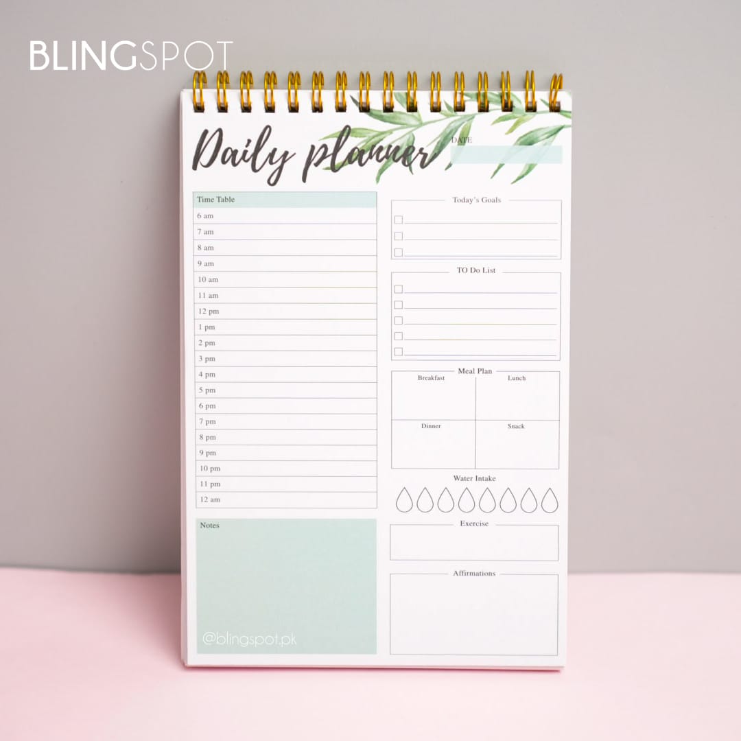 Daily Planner Spiral Gold Rings - Notepad