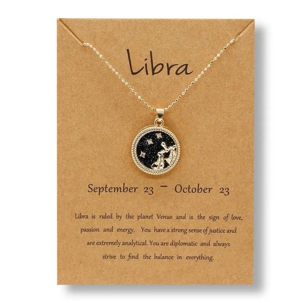 Black Zodiac Sign Gold - Necklace