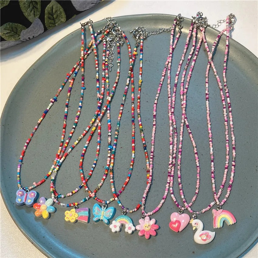 Cuties Pink & Multi Beads - Necklace