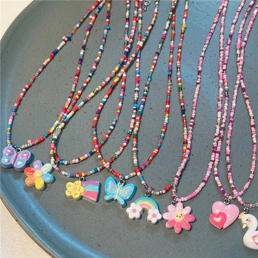 Cuties Pink & Multi Beads - Necklace