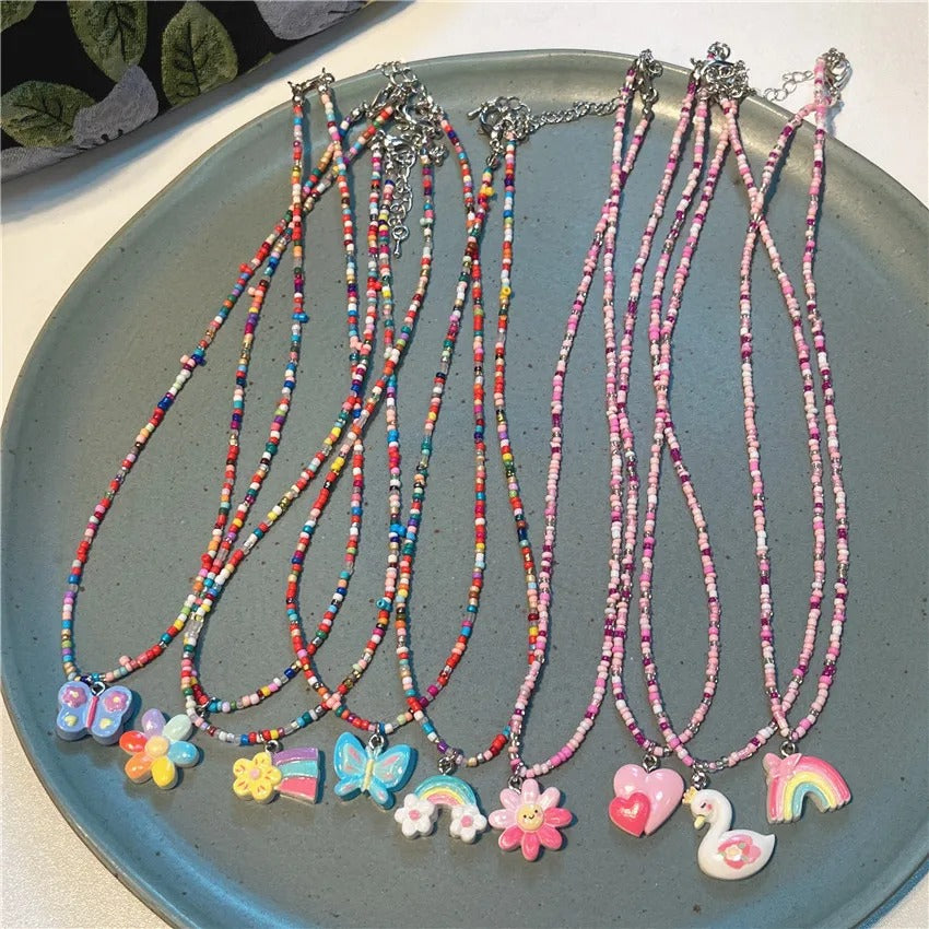 Cuties Pink &amp; Multi Beads - Necklace