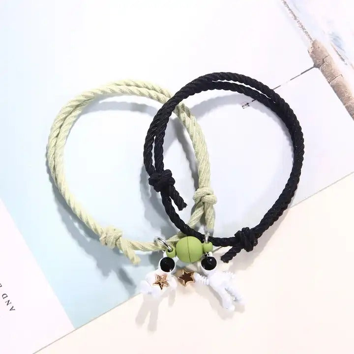 Astronaut Star Green & Black  - Bracelet Set Of 2