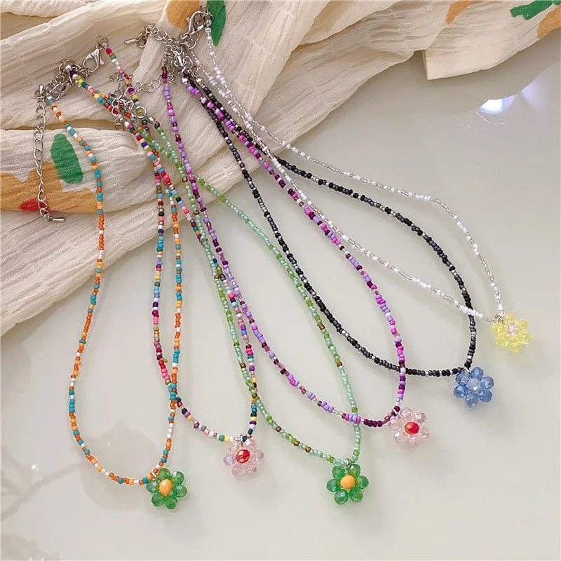 Flower Multi Beads Necklace - Style 1