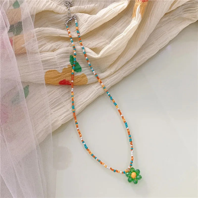 Flower Multi Beads Necklace - Style 1
