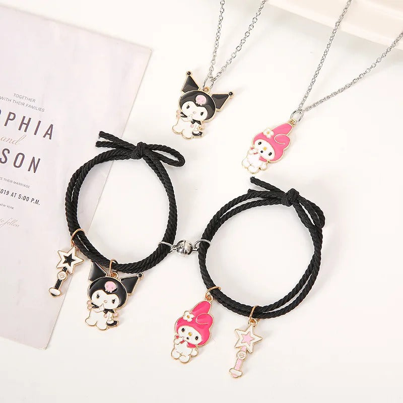 Kuromi Necklace &amp; Bracelet Set Of 4  - Style 2