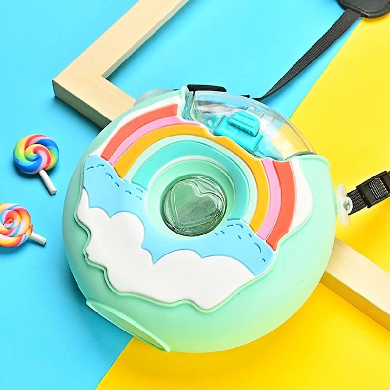 Rainbow Donut Teal  - Water Bottle