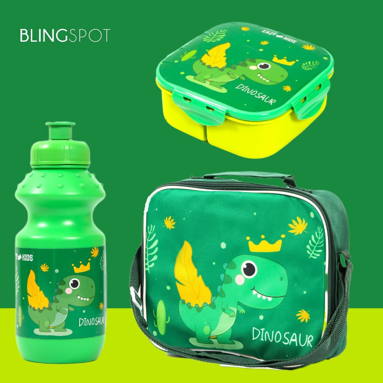 Dinosaur Lunch Box & Water Bottle Combo Set - (  3 in 1 )