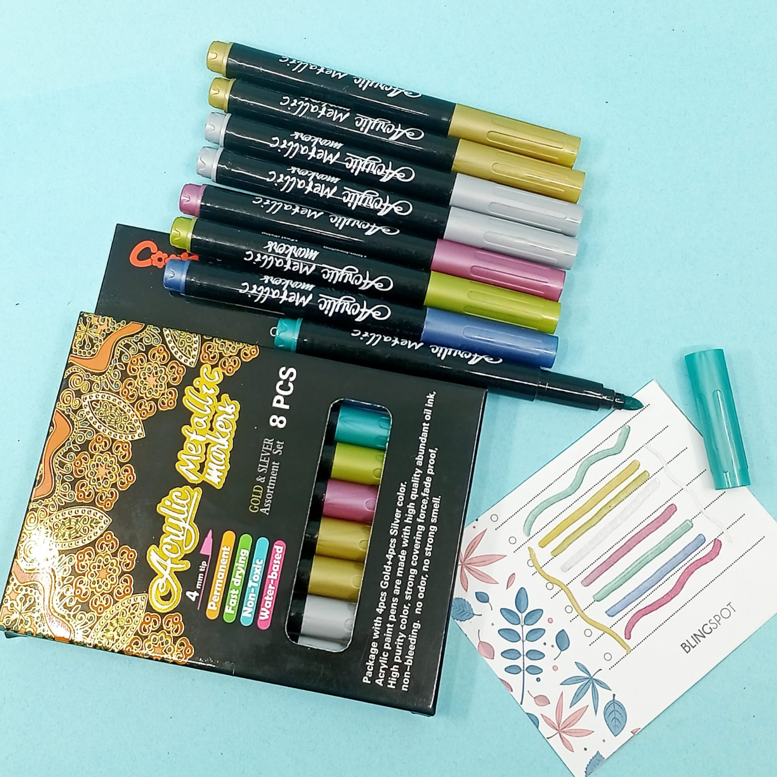 Acrylic Metallic Marker Set Of 8