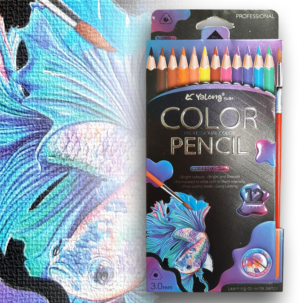 Yalong Watercolor Pencils Colors - Set Of 13 ( 12 Colors + 1 Brush )