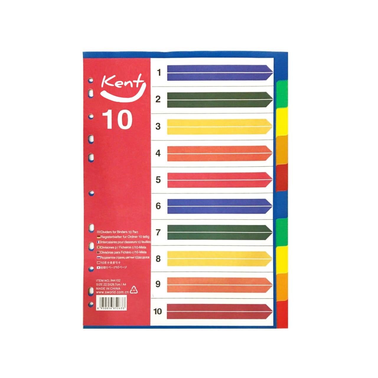 File Dividers Separator - Set Of 10 Sheets