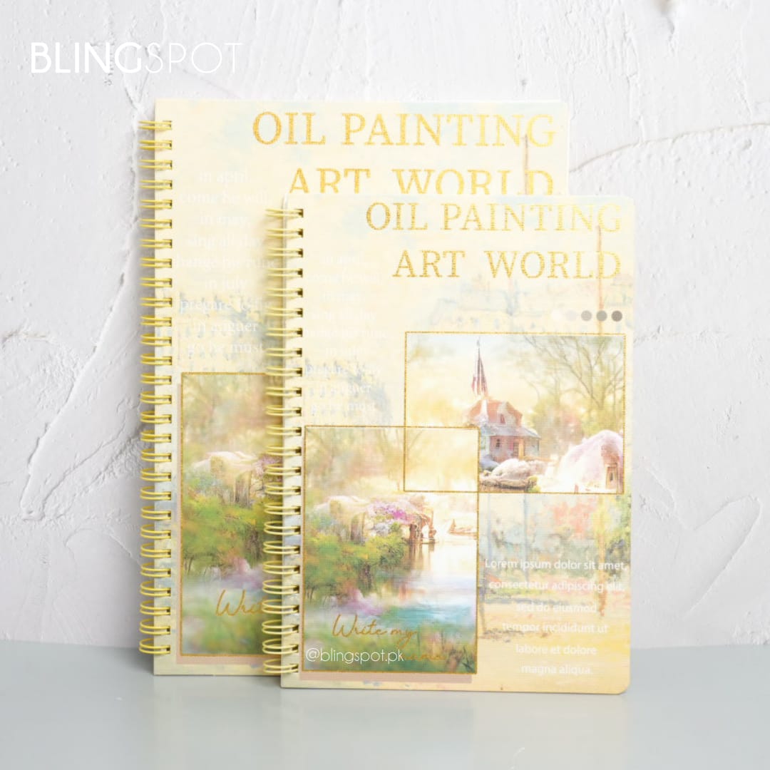 Oil Painting Art World Gold Foiled Spiral - Notebook / Journal