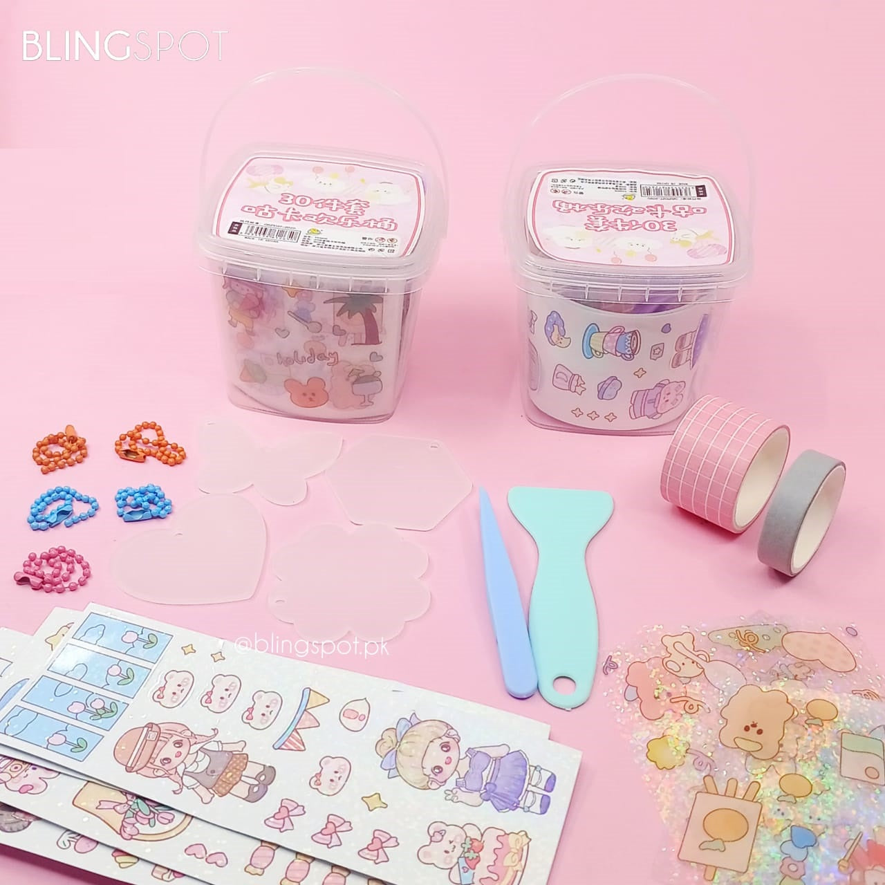 Kawai Sticker Diy Keychain Kit - Set Of 30