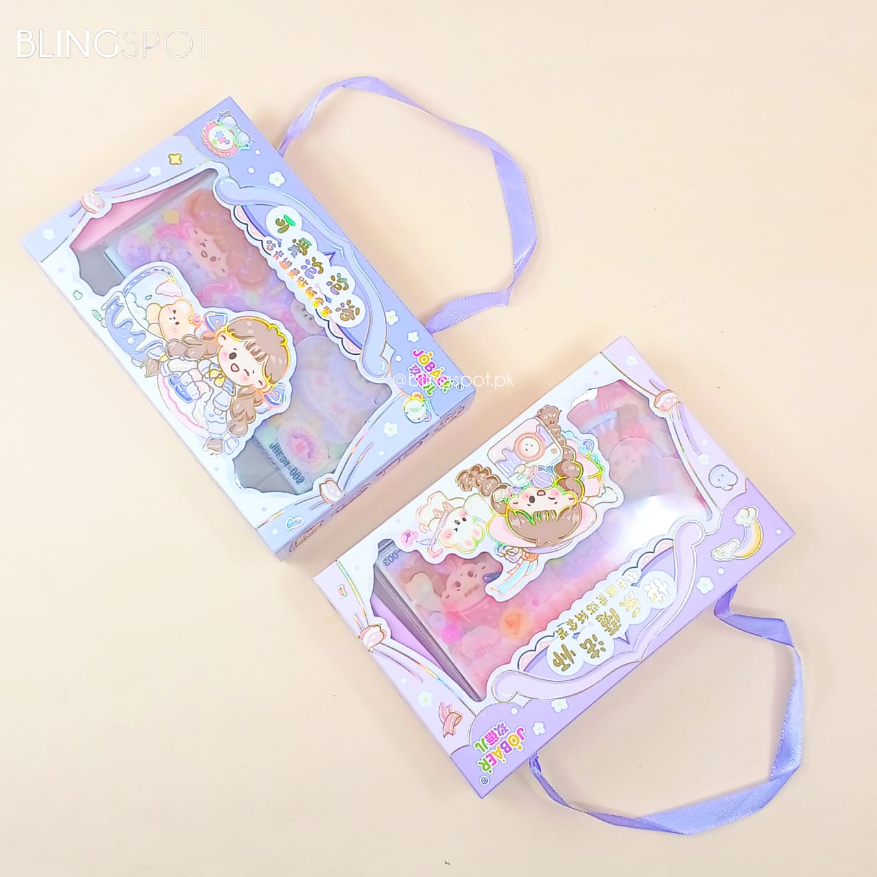 Cute Girl Cartoon Stickers Purple - Diy Keychain Kit