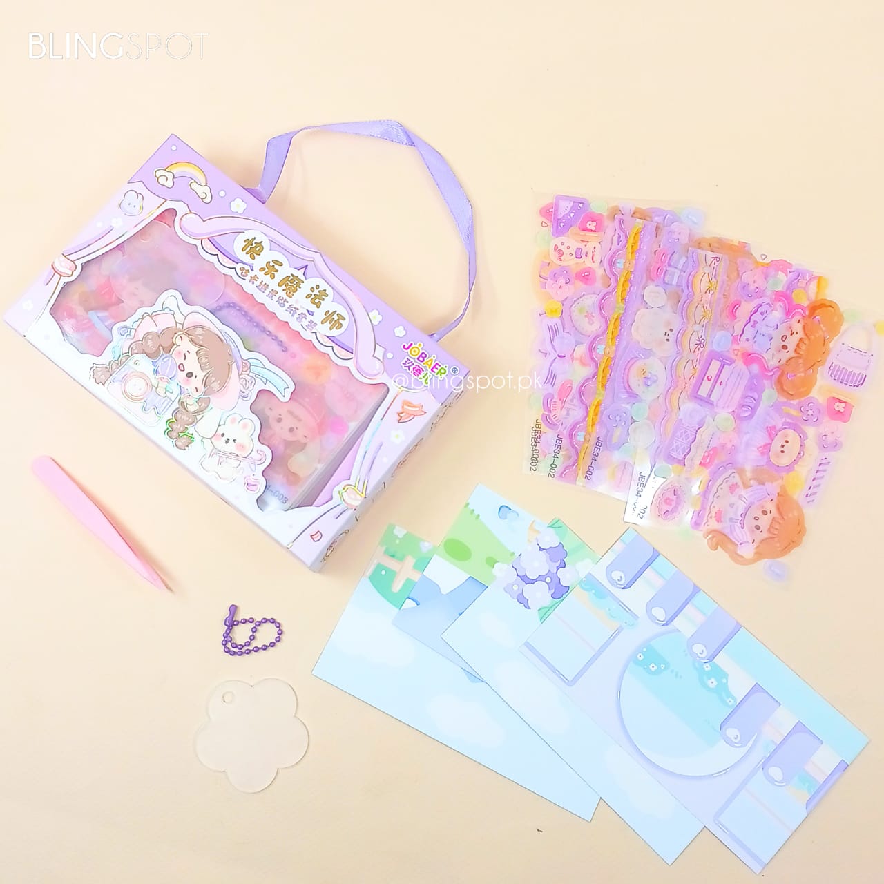 Cute Girl Cartoon Stickers Purple - Diy Keychain Kit