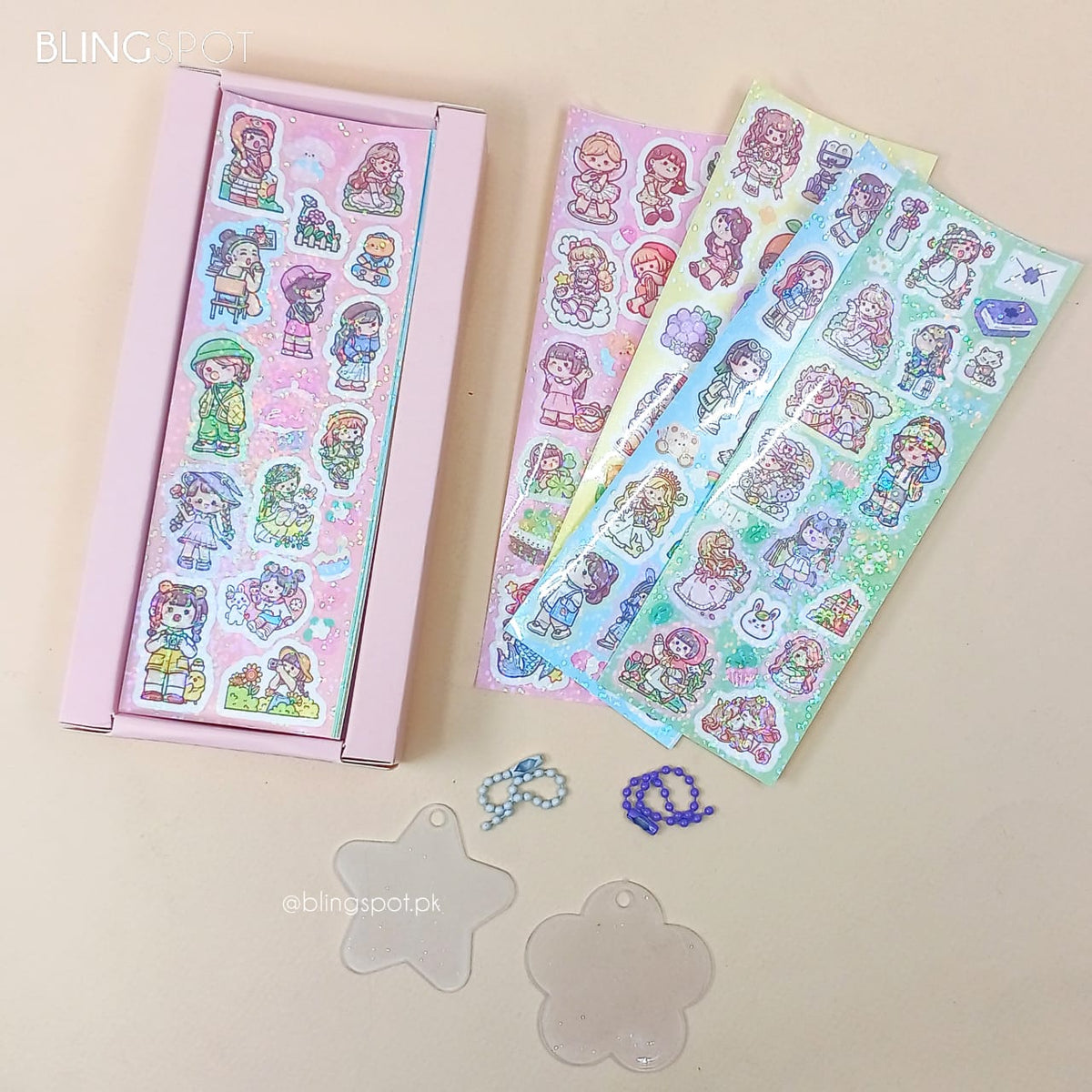 Cute Girl Stickers Diy Keychain Box