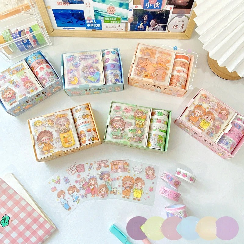 Kawai Animal - Washi Tapes & Stickers Set