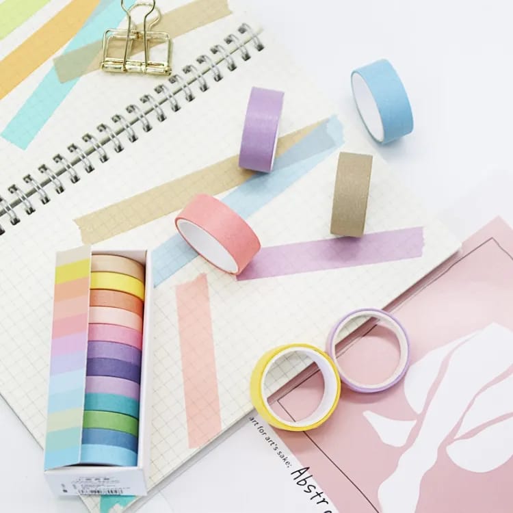 Macaron Colors 7.5mm*2m - Washi Tape Set Of 12