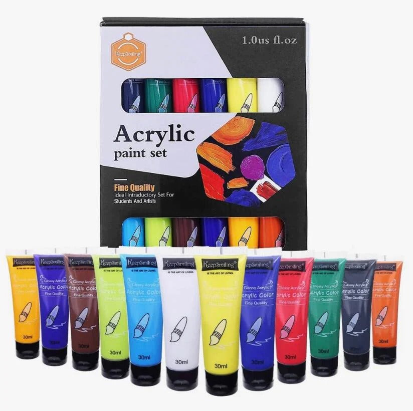 Keep Smiling 12 Premium Acrylic Paints 30ml